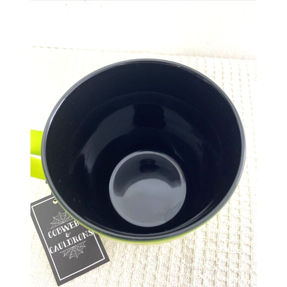 Cobwebs & Cauldrons Halloween Coffee Mug Apple Green Soft Touch Cherry Cats Bats - Picture 5 of 7